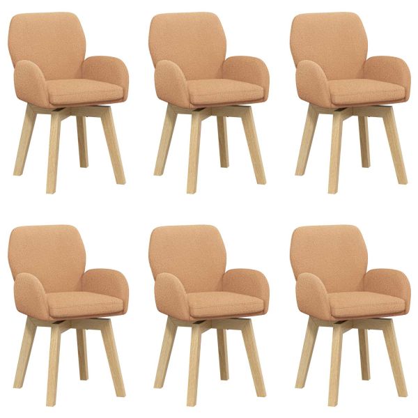 Въртящи се трапезни столове 6 pcs Букле Бежово 54 x 58 x 87 см