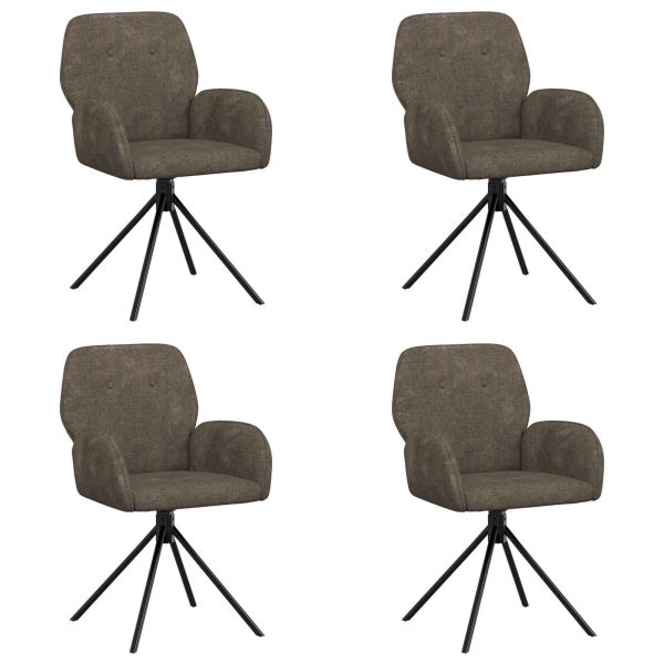 Въртящи се трапезни столове 4 pcs Изкуствена набук Тъмносиво