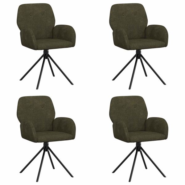 Въртящи се трапезни столове 4 pcs Изкуствена набук Военнозелено