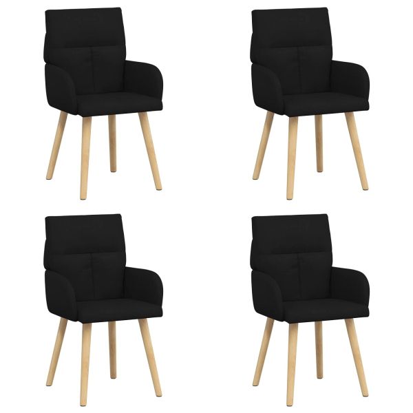 Обедени столове 4 pcs Текстил Черно 60 x 56 x 96 см