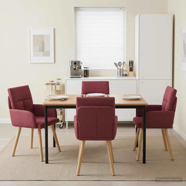 Обедени столове 4 pcs Текстил Виненочервен 60 x 56 x 96 см