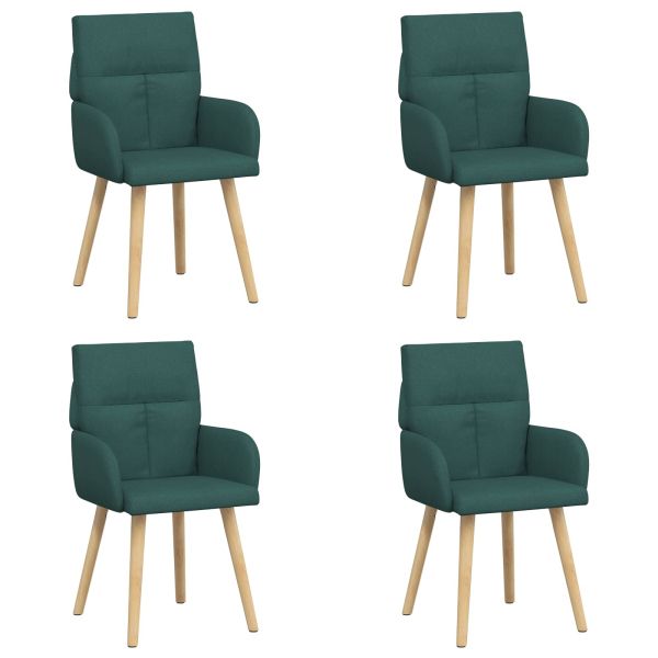 Обедени столове 4 pcs Текстил Тъмнозелено 60 x 56 x 96 см