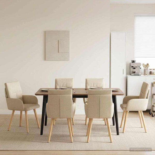 Обедени столове 4 pcs Текстил Кремаво 60 x 56 x 96 см