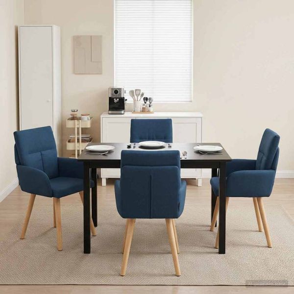 Обедени столове 4 pcs Текстил Синьо 60 x 56 x 96 см