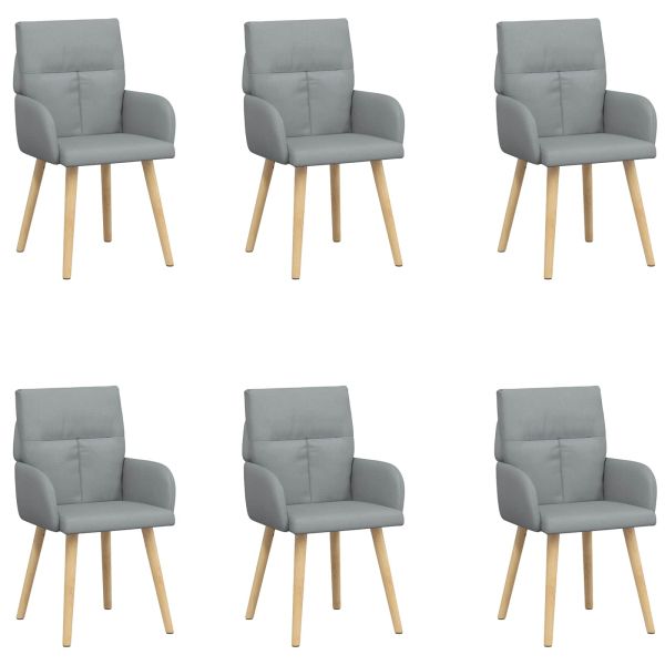 Обедени столове 6 pcs Текстил Светлосиво 60 x 56 x 96 см