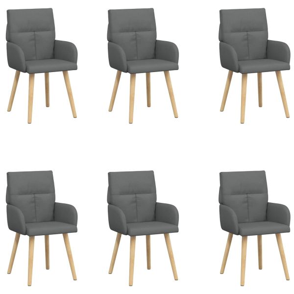 Обедени столове 6 pcs Текстил Тъмносиво 60 x 56 x 96 см