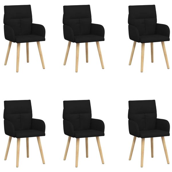 Обедени столове 6 pcs Текстил Черно 60 x 56 x 96 см