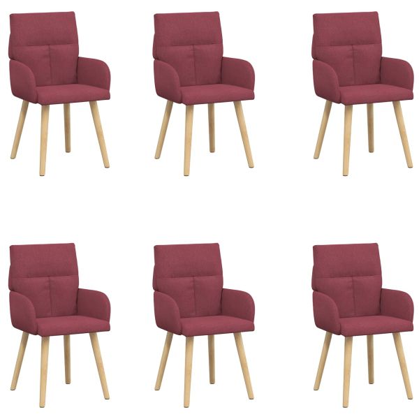 Обедени столове 6 pcs Текстил Виненочервен 60 x 56 x 96 см