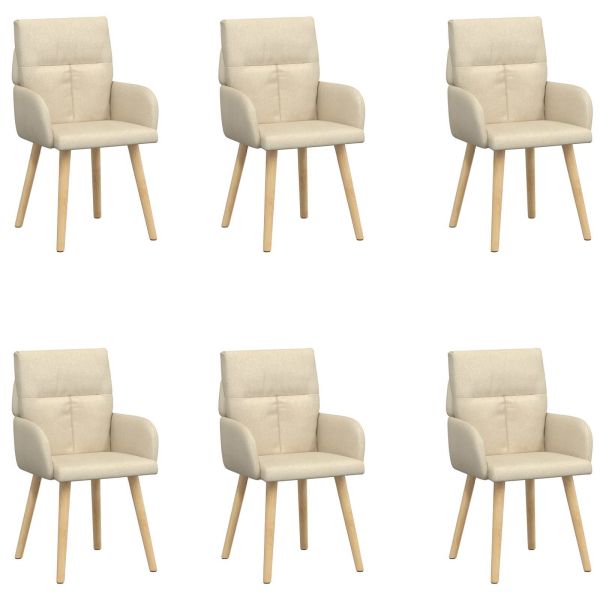Обедени столове 6 pcs Текстил Кремаво 60 x 56 x 96 см