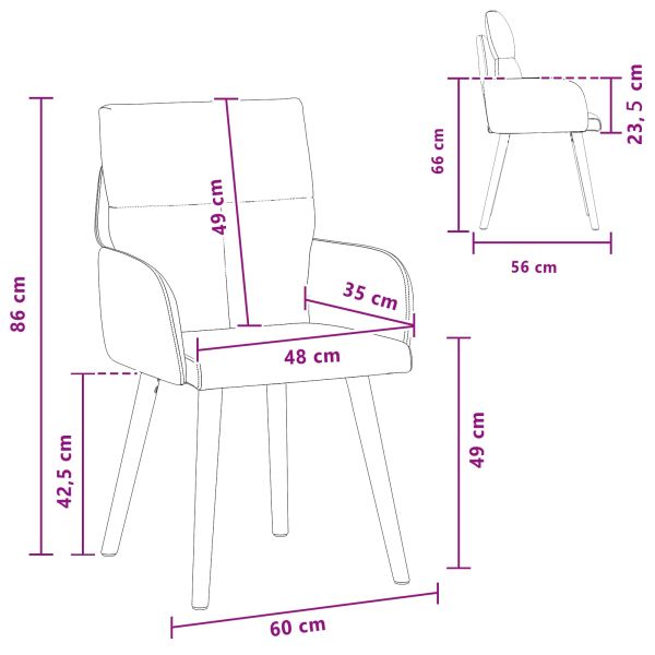 Обедени столове 6 pcs Текстил Кремаво 60 x 56 x 96 см