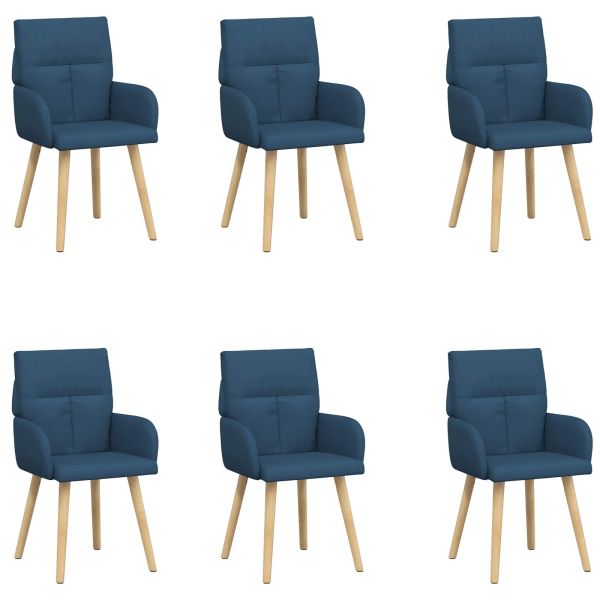 Обедени столове 6 pcs Текстил Синьо 60 x 56 x 96 см