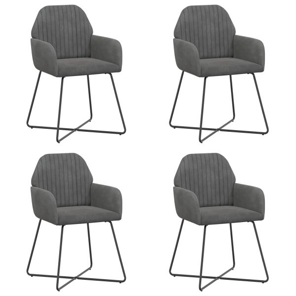 Обедени столове 4 pcs Кадифе Тъмносиво 55 x 50 x 84 см
