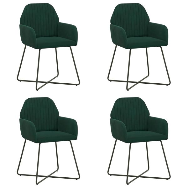 Обедени столове 4 pcs Кадифе Тъмнозелено 55 x 50 x 84 см