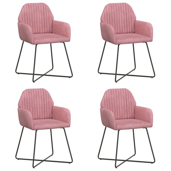 Обедени столове 4 pcs Кадифе Розово 55 x 50 x 84 см