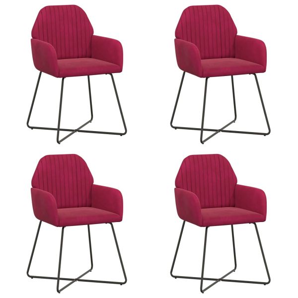 Обедени столове 4 pcs Кадифе Виненочервен 55 x 50 x 84 см