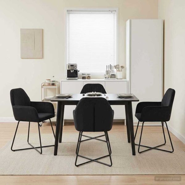 Обедени столове 4 pcs Кадифе Черно 55 x 50 x 84 см