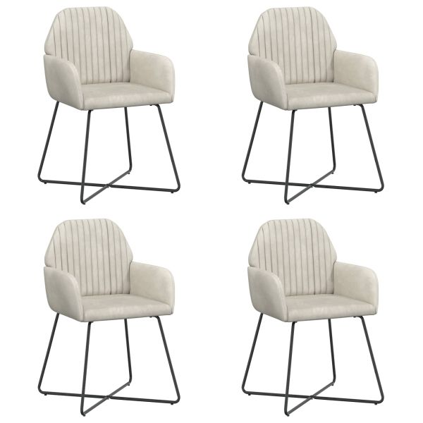 Обедени столове 4 pcs Кадифе Кремаво 55 x 50 x 84 см