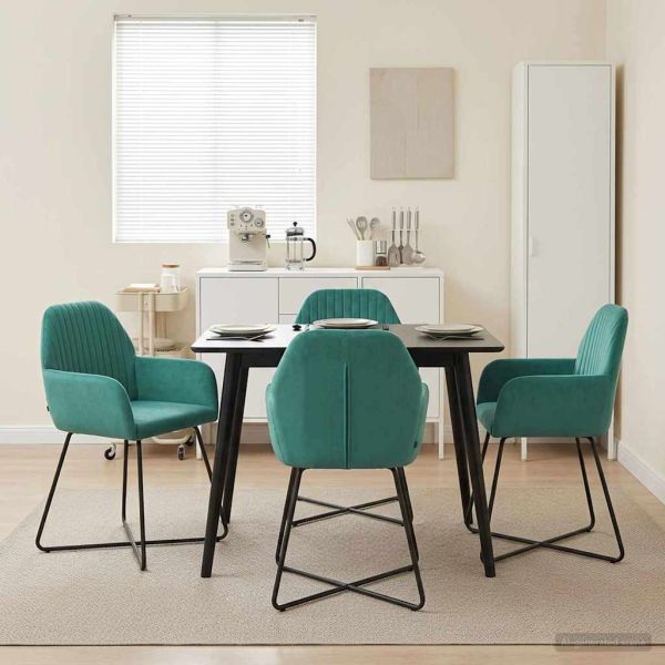Обедени столове 4 pcs Кадифе Тюркоаз 55 x 50 x 84 см