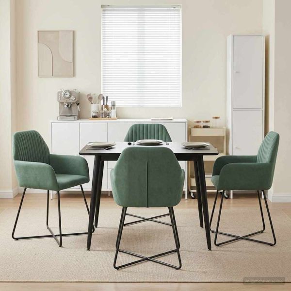 Обедени столове 4 pcs Кадифе Морско зелено 55 x 50 x 84 см