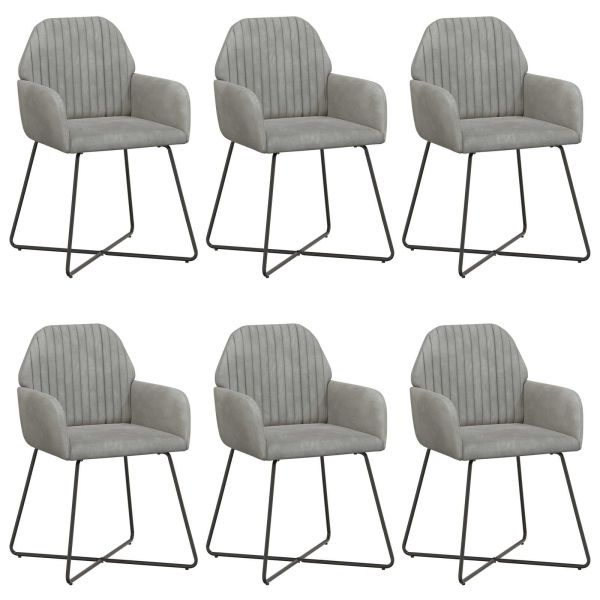 Обедени столове 6 pcs Кадифе Светлосиво 55 x 50 x 84 см