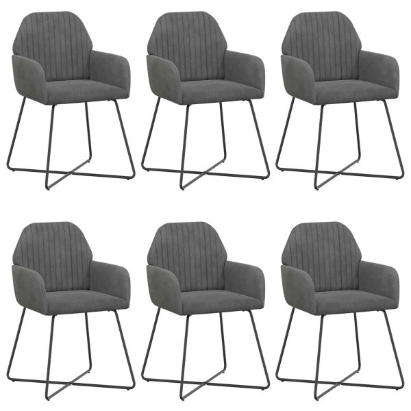 Обедени столове 6 pcs Кадифе Тъмносиво 55 x 50 x 84 см