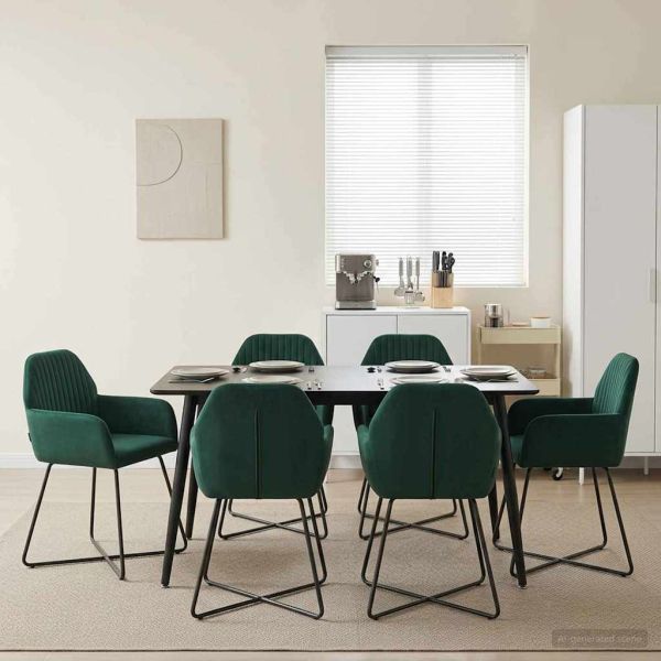 Обедени столове 6 pcs Кадифе Тъмнозелено 55 x 50 x 84 см
