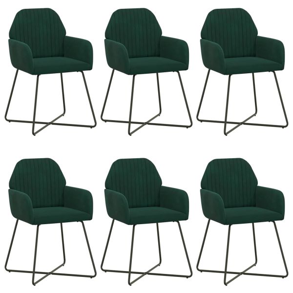 Обедени столове 6 pcs Кадифе Тъмнозелено 55 x 50 x 84 см