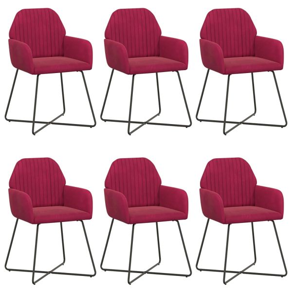 Обедени столове 6 pcs Кадифе Виненочервен 55 x 50 x 84 см