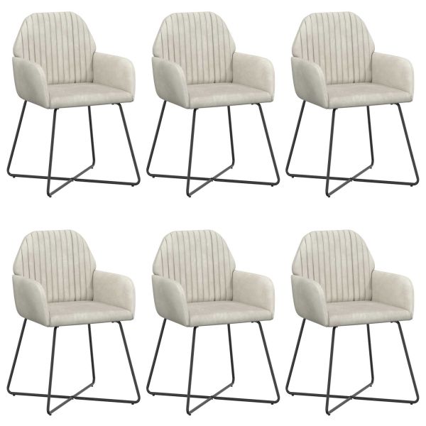 Обедени столове 6 pcs Кадифе Кремаво 55 x 50 x 84 см