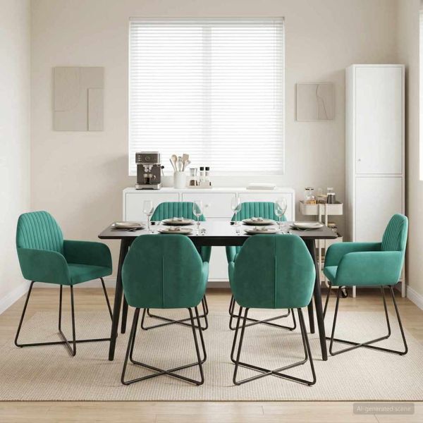 Обедени столове 6 pcs Кадифе Тюркоаз 55 x 50 x 84 см