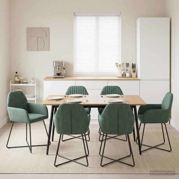 Обедени столове 6 pcs Кадифе Морско зелено 55 x 50 x 84 см