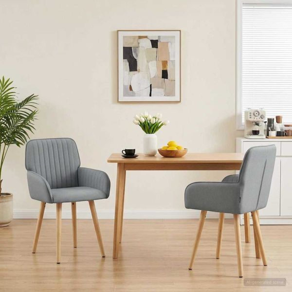 Обедени столове 2 pcs Текстил Светлосиво 56,5 x 50 x 87,5 см