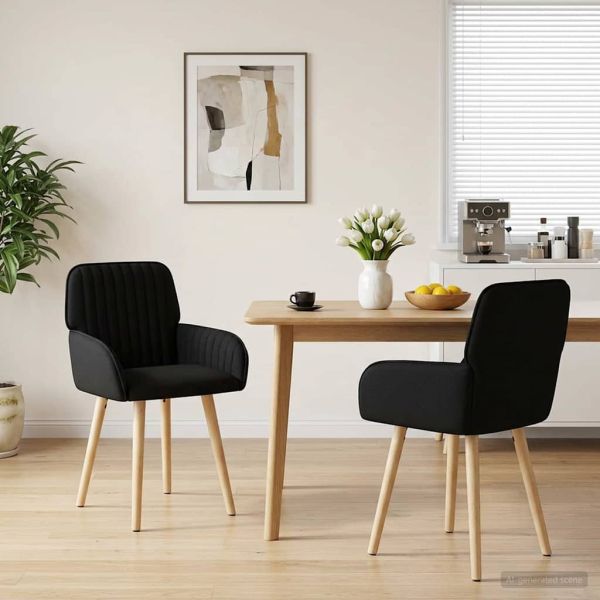 Обедени столове 2 pcs Текстил Черно 56,5 x 50 x 87,5 см