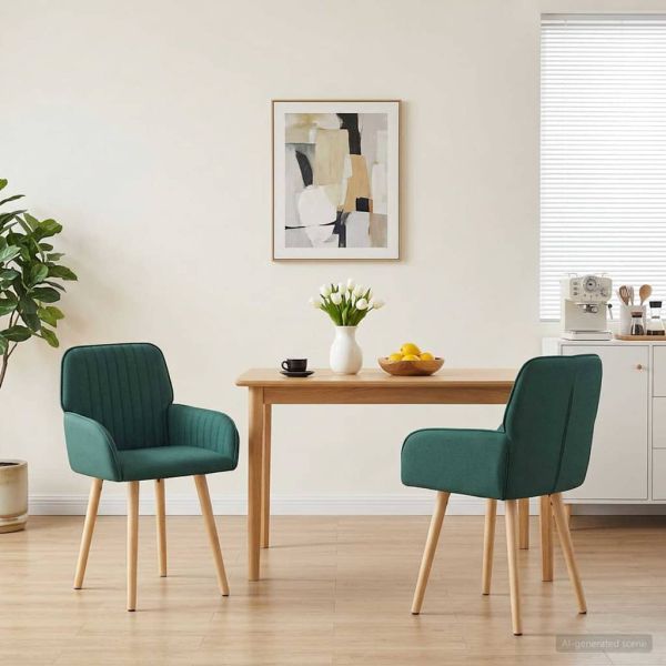 Обедени столове 2 pcs Текстил Тъмнозелено 56,5 x 50 x 87,5 см
