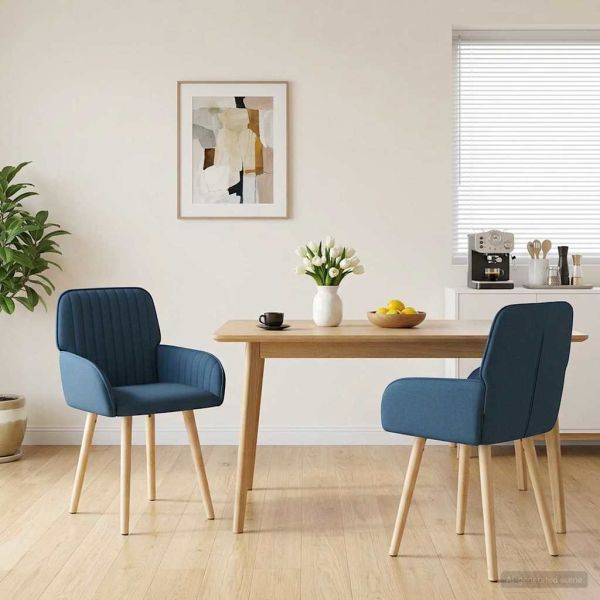 Обедени столове 2 pcs Текстил Синьо 56,5 x 50 x 87,5 см