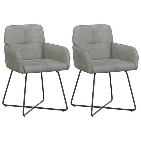 Обедени столове 2 pcs Кадифе Светлосиво 59 x 56,5 x 86 см