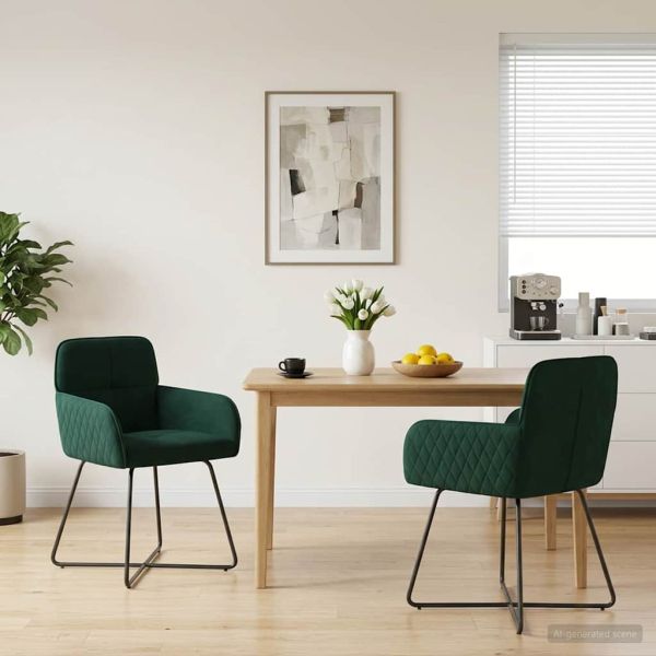 Обедени столове 2 pcs Кадифе Тъмнозелено 59 x 56,5 x 86 см