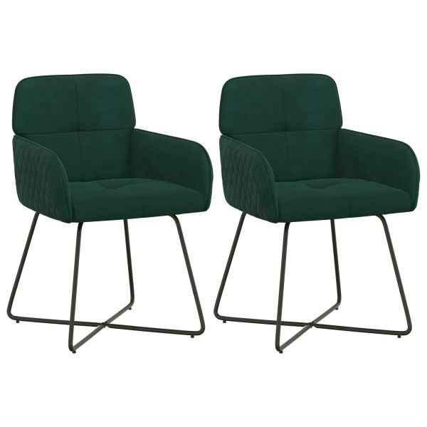 Обедени столове 2 pcs Кадифе Тъмнозелено 59 x 56,5 x 86 см