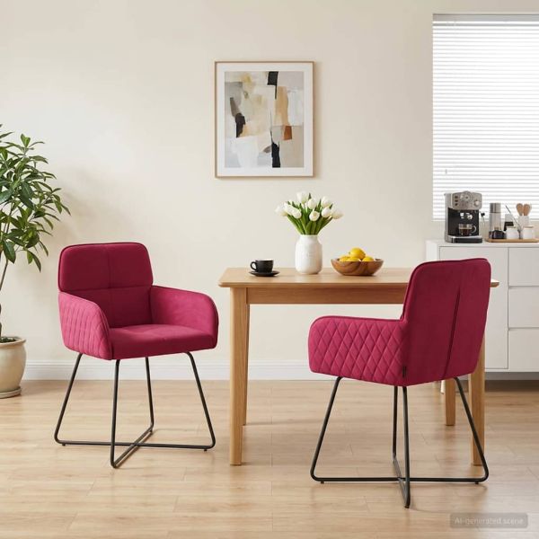 Обедени столове 2 pcs Кадифе Виненочервен 59 x 56,5 x 86 см