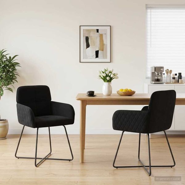 Обедени столове 2 pcs Кадифе Черно 59 x 56,5 x 86 см