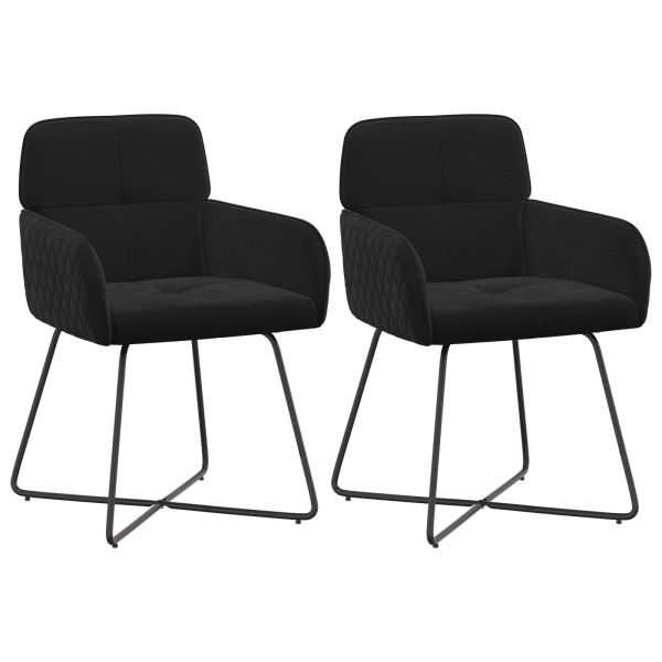 Обедени столове 2 pcs Кадифе Черно 59 x 56,5 x 86 см