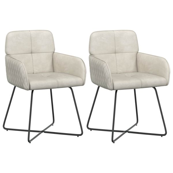 Обедени столове 2 pcs Кадифе Кремаво 59 x 56,5 x 86 см