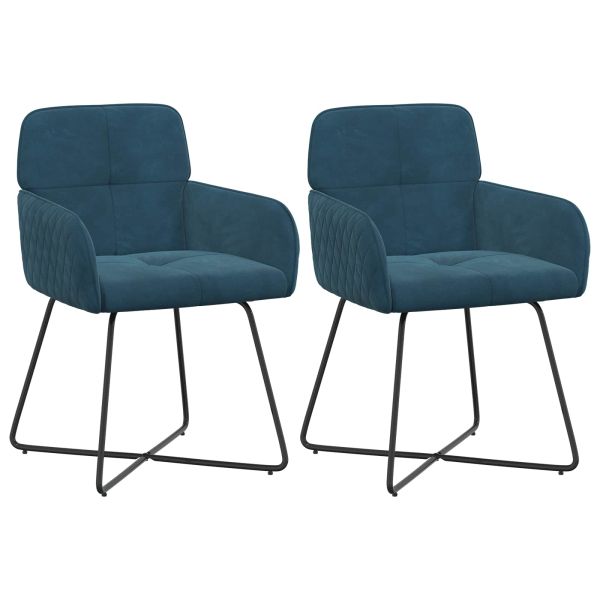 Обедени столове 2 pcs Кадифе Синьо 59 x 56,5 x 86 см