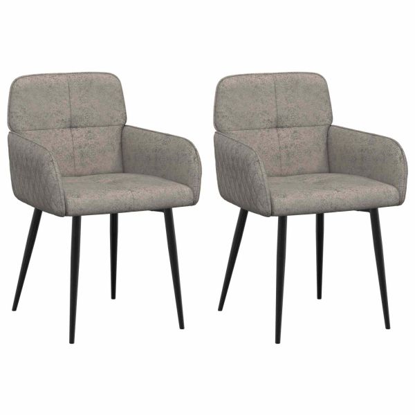 Обедени столове 2 pcs Изкуствена набук Светлосиво 59x56,5x85см