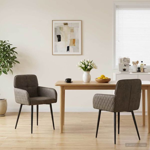 Обедени столове 2 pcs Изкуствена набук Тъмносиво 59x56,5x85см
