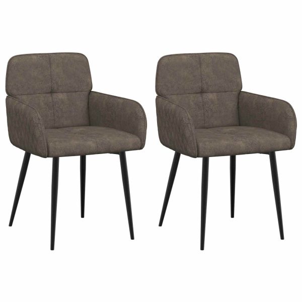 Обедени столове 2 pcs Изкуствена набук Тъмносиво 59x56,5x85см