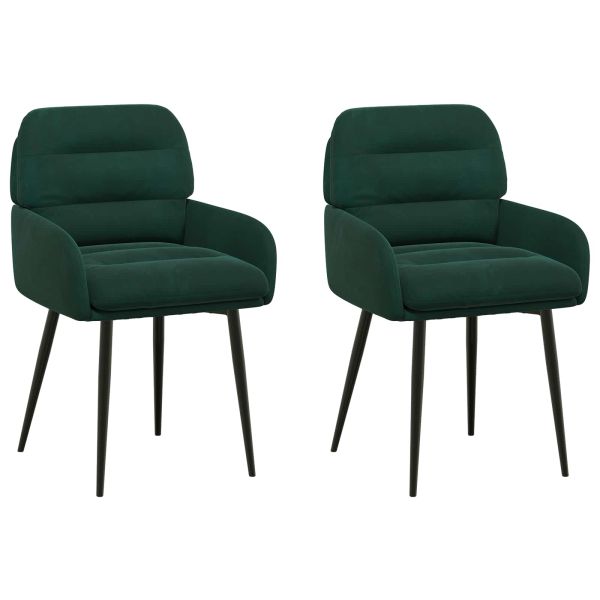 Обедени столове 2 pcs Кадифе Тъмнозелено 59 x 59,5 x 90 см