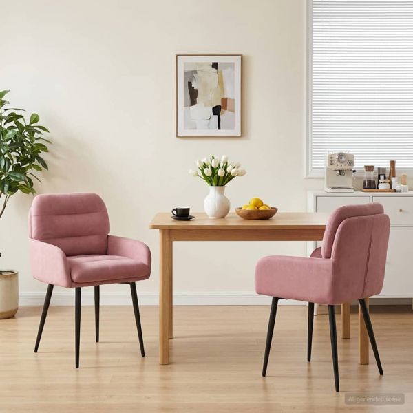 Обедени столове 2 pcs Кадифе Розово 59 x 59,5 x 90 см