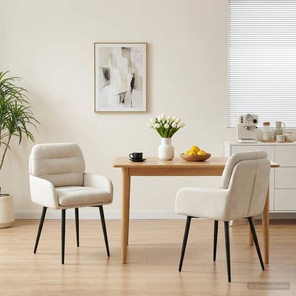 Обедени столове 2 pcs Кадифе Кремаво 59 x 59,5 x 90 см