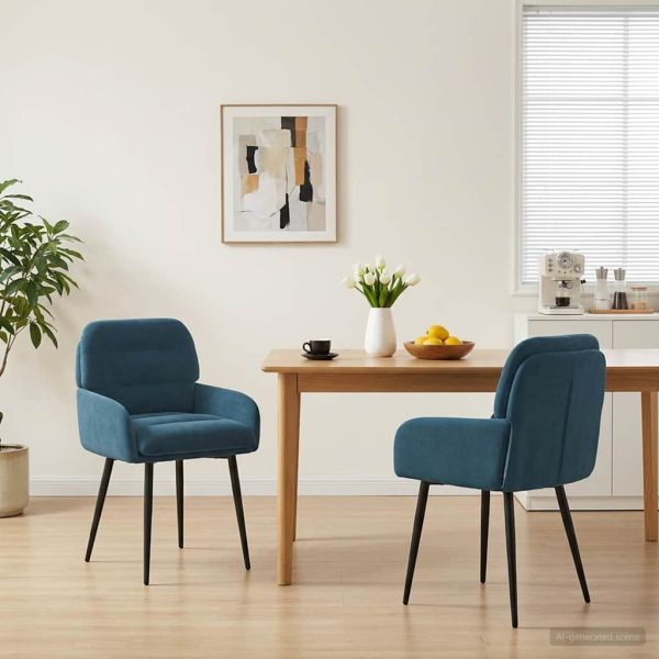 Обедени столове 2 pcs Кадифе Синьо 59 x 59,5 x 90 см